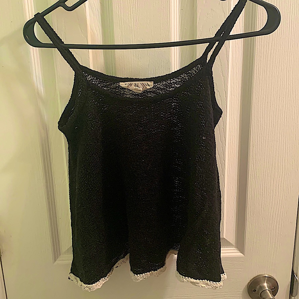 Black small tank top Pink Rose